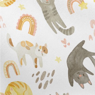 Watercolor Style Playing Cat Pongee