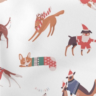Dogs Celebrating Christmas Tog Lightweight Cotton Poplin