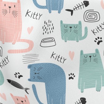Colorful Silly Cat Lightweight Cotton Poplin