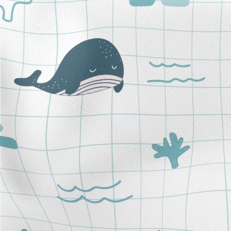 Cute And Gentle Marine Life Lightweight Cotton Poplin