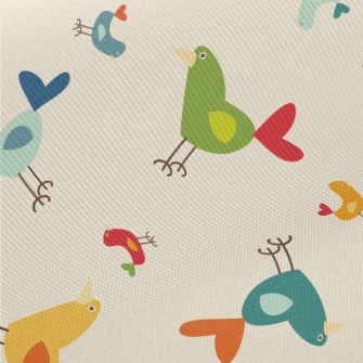 Colorful Simple Bird Midweight Cotton Poplin
