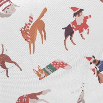 Dogs Celebrating Christmas Tog Midweight Cotton Poplin