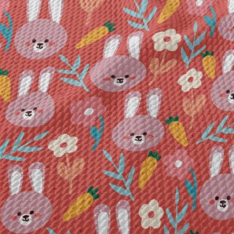 Cute Smiling Purple Rabbit Birdseye Piqué