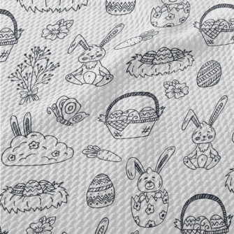 Black And White Easter Illustr Birdseye Piqué