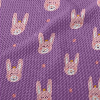 Happy Bunny Wearing A Crown Birdseye Piqué