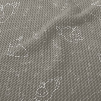 Cute Rabbit With Leaves Birdseye Piqué