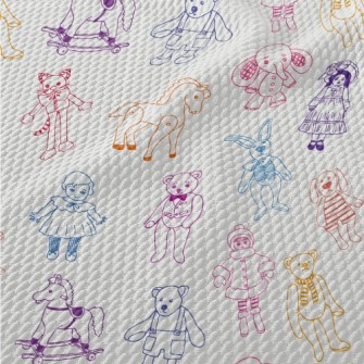 Retro Children's Toys Birdseye Piqué