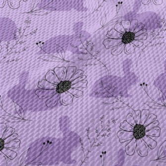 Violets And Rabbit Silhouette Birdseye Piqué