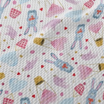 Watercolor Love Rabbits Birdseye Piqué