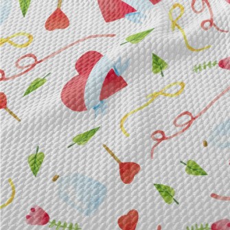 Hand Drawn Watercolor Valentin Birdseye Piqué