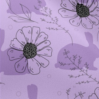 Violets And Rabbit Silhouette Chiffon