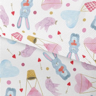 Watercolor Love Rabbits Waterproof Oxford