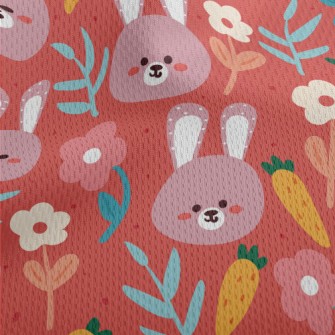 Cute Smiling Purple Rabbit Athletic Mesh Flat Back