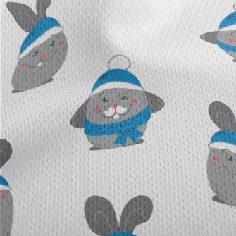 Blue Beanie Bunny Athletic Mesh Flat Back