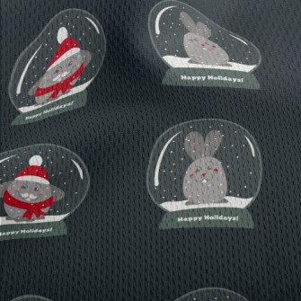 Rabbit Snow Globe Athletic Mesh Flat Back