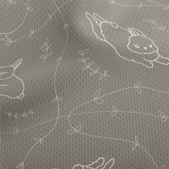 Cute Rabbit With Leaves Athletic Mesh Flat Back