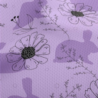 Violets And Rabbit Silhouette Athletic Mesh Flat Back