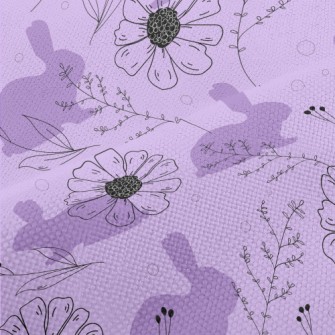 Violets And Rabbit Silhouette Performance Linen