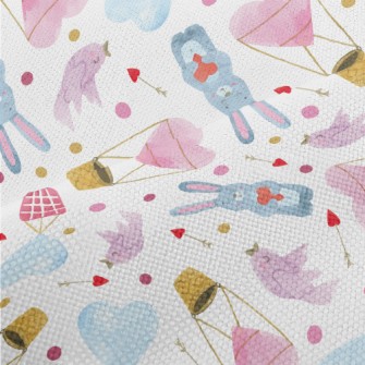 Watercolor Love Rabbits Performance Linen