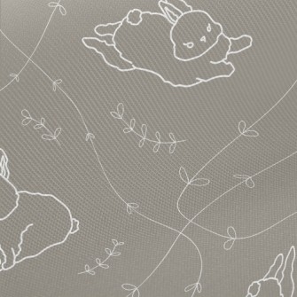 Cute Rabbit With Leaves Twill