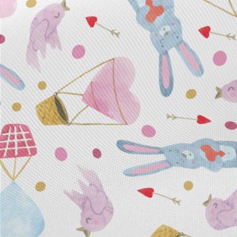 Watercolor Love Rabbits Twill