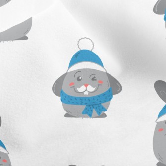 Blue Beanie Bunny Micro Fleece