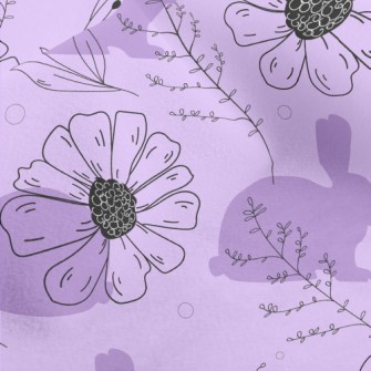 Violets And Rabbit Silhouette Micro Fleece