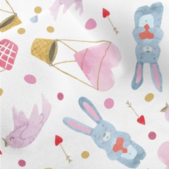 Watercolor Love Rabbits Micro Fleece