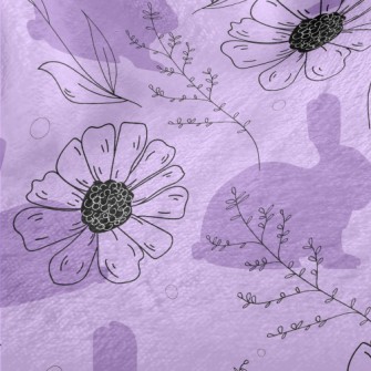 Violets And Rabbit Silhouette Minky