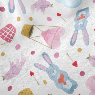 Watercolor Love Rabbits Minky