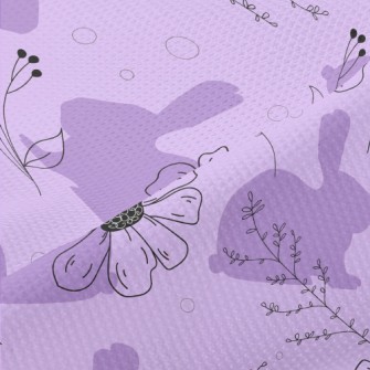 Violets And Rabbit Silhouette Piqué