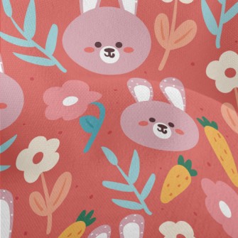 Cute Smiling Purple Rabbit Lightweight Performance Linen