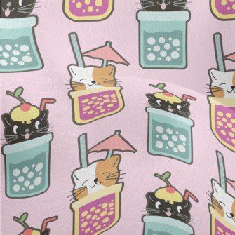 Cute Cat Hand Shake Drink Lightweight Performance Linen