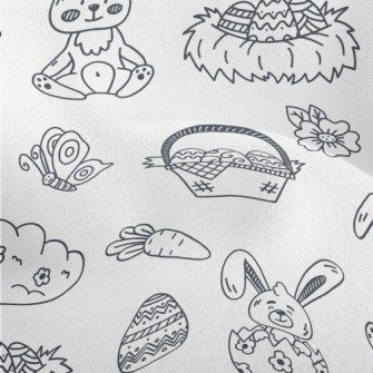 Black And White Easter Illustr Lightweight Performance Linen