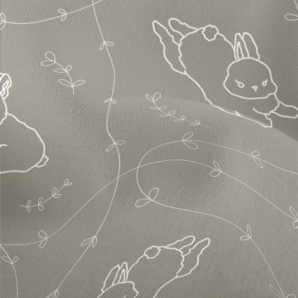 Cute Rabbit With Leaves Lightweight Performance Linen