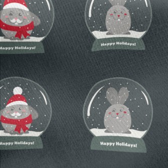 Rabbit Snow Globe Jersey Backed Fleece