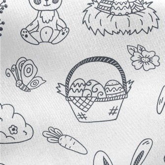 Black And White Easter Illustr Jersey Backed Fleece