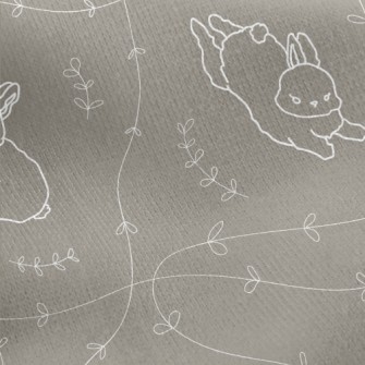 Cute Rabbit With Leaves Jersey Backed Fleece