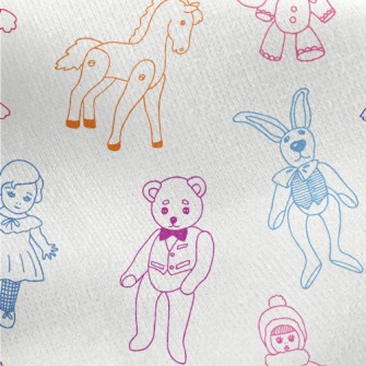 Retro Children's Toys Jersey Backed Fleece