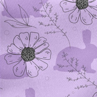 Violets And Rabbit Silhouette Jersey Backed Fleece