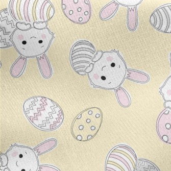 Happy Smiling Bunny Jersey Backed Fleece