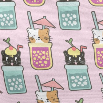 Cute Cat Hand Shake Drink Pongee