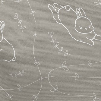 Cute Rabbit With Leaves Pongee