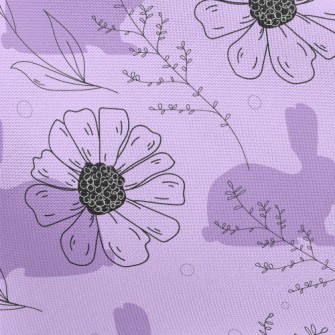 Violets And Rabbit Silhouette Pongee