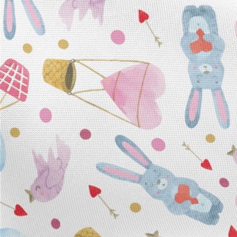 Watercolor Love Rabbits Pongee