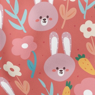 Cute Smiling Purple Rabbit Lightweight Cotton Poplin