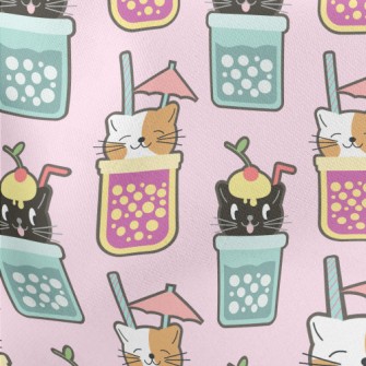 Cute Cat Hand Shake Drink Lightweight Cotton Poplin