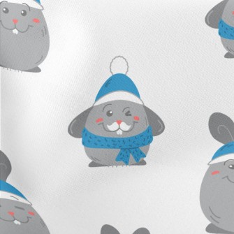 Blue Beanie Bunny Lightweight Cotton Poplin