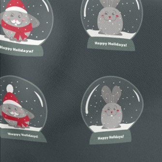 Rabbit Snow Globe Lightweight Cotton Poplin