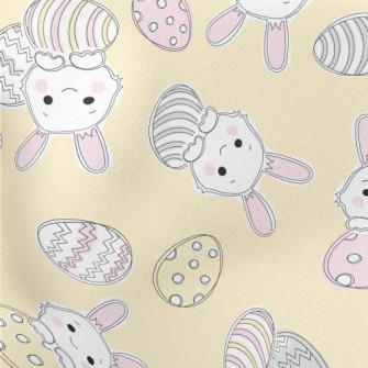 Happy Smiling Bunny Lightweight Cotton Poplin